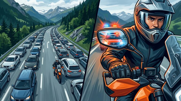 Motorradfahrer in der Rettungsgasse