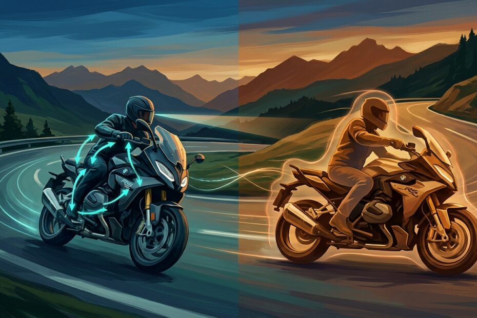 Fahrer und Motorrad als Einheit